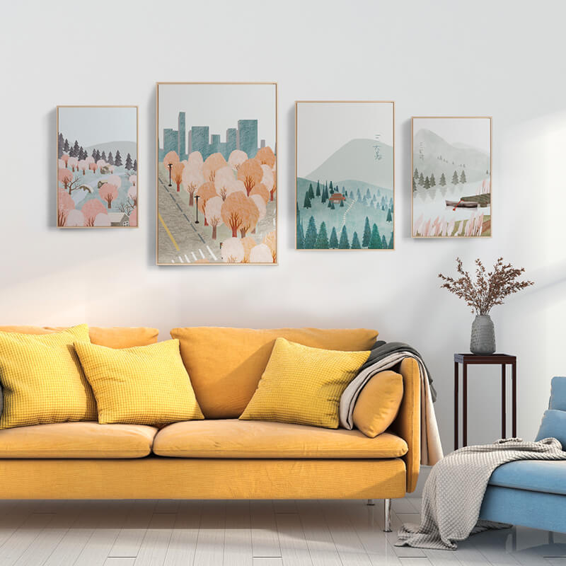 Квартира иллюстрация стиль декоративная живопись диван гостиная Изображение 1