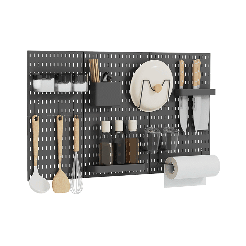 纳谷 免打孔洞洞板收纳架系列 黑灰色 调料盒