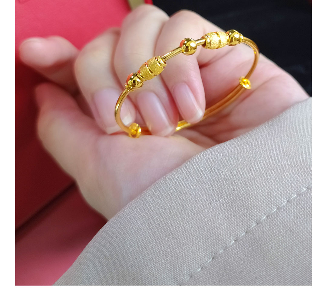 周大福儿童金珠轮转玲珑黄金宝宝足金手镯f219126金珠轮转款足金工费