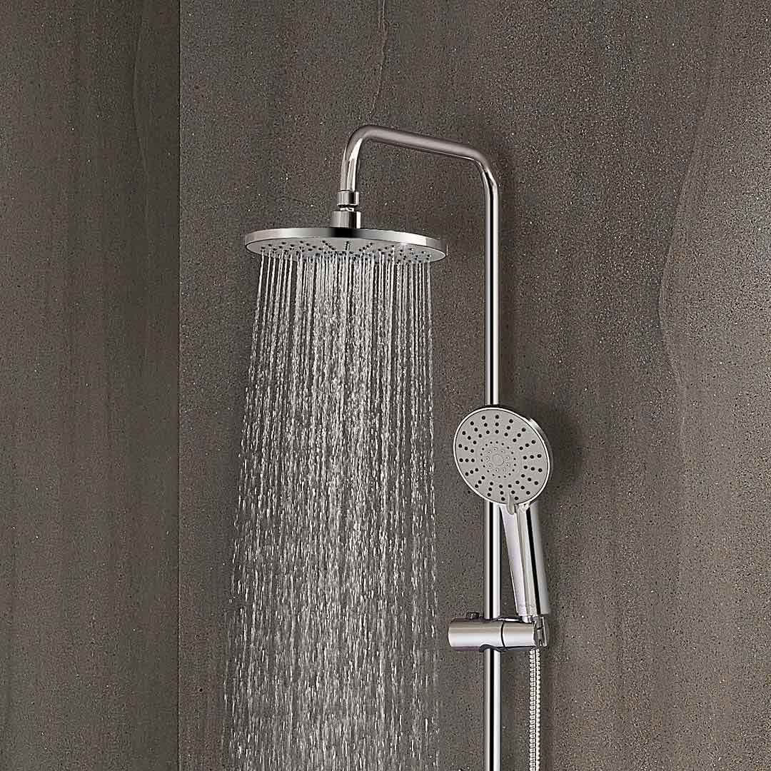 大白可调节流量增压花洒φ90mm面盖亮白橙