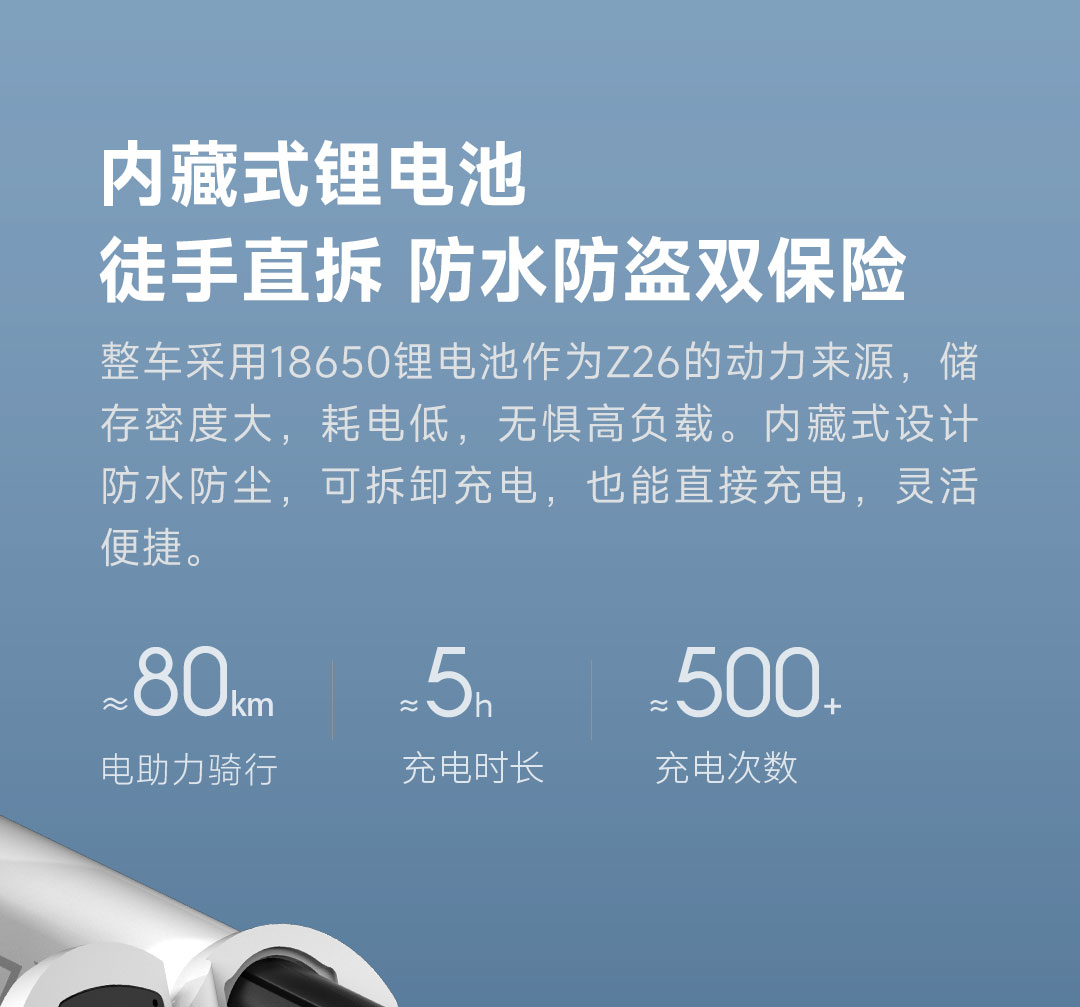 himo z26山地折叠电动助力自行车 灰色-小米有品