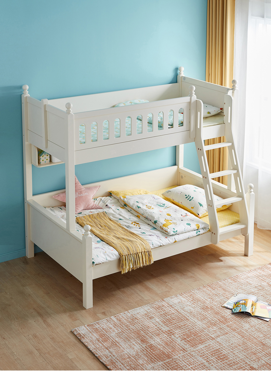 林氏家居 高低上下床实木脚双层儿童床 1.2*1